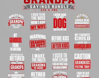 Grandpa Sayings Png Svg Bundle, Grandparents day Designs (digital download)