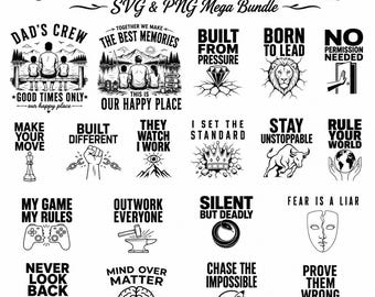 Family quotes Png Svg Bundle, Inspirational mindset typography (Digital Download)