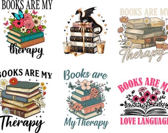 Terapia de libros florales PNG SVG (Descarga digital)