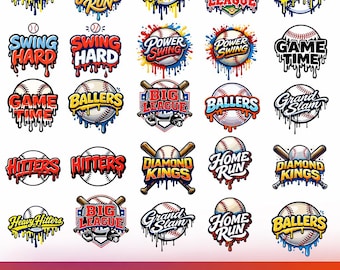 Baseball Drip Quotes  PNG Svg Bundle, Game day Typography (Digital Download)