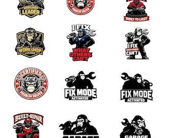 Paquete PNG de gorila mecánico divertido, clipart sarcástico (descarga digital)