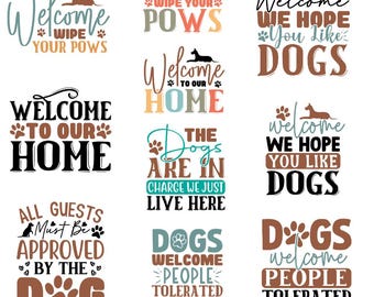 Paquete de imágenes PNG de bienvenida para perros, SVG de bienvenida para perros, imágenes prediseñadas para amantes de los perros, "Hogar dulce perro", imágenes PNG de perros, cita divertida sobre mascotas, descarga digital