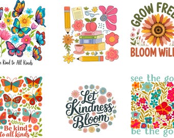 Mariposa floral de bondad PNG, cita motivacional bohemia (descarga digital)