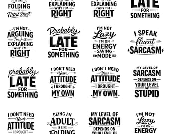 Frases divertidas PNG, paquete de SVG sarcásticos, SVG de frases sarcásticas, PNG sarcástico divertido, PNG de sarcasmo, sublimación de humor adulto divertido