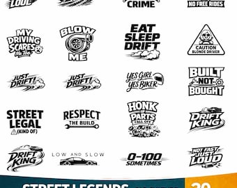 Street Legends Car Png Svg Bundle, Car Graphic Typography (Digital download)