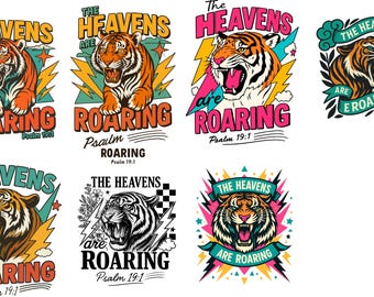 Salmo 19:1 Diseño de tigre, PNG cristiano bohemio, Los cielos rugen (archivo SVG)