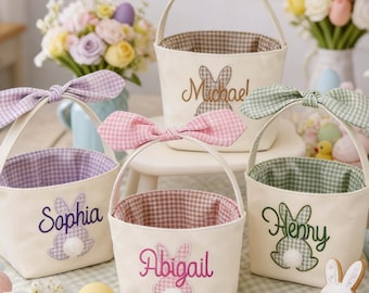 Personalized Kids Easter Basket, Toddler Easter Gift, Egg Hunt Bucket, Baby Shower Gifts, Embroidered Name