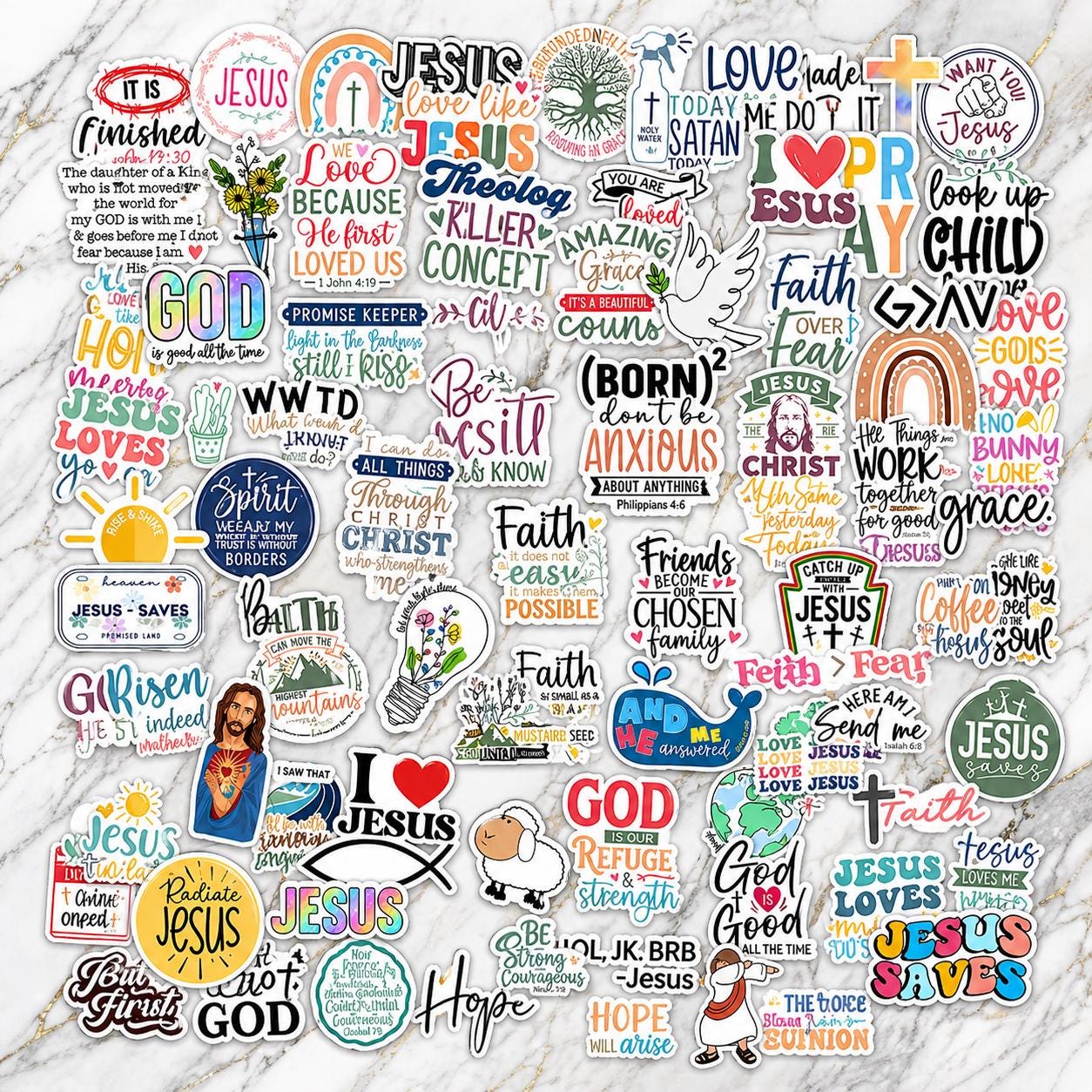 Christian Faith Stickers Pack, Waterproof Bible Verse Vinyl Decals for ...
