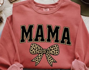 Leopard Mama Coquette Bow PNG | Retro Shirt Sublimation Design (Digital Download)