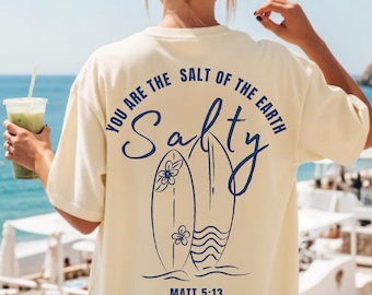 You Are the Salt of the Earth PNG, Matthew 5:13 Christian Surf Shirt, Faith Beach Aesthetic PNG, Bible Verse, Religious Sublimation Download