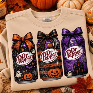 Halloween Soda Can PNG | Glitter Can PNG | Spooky Ghost Pumpkin Can png |Halloween Sublimation | Vintage Halloween Drink PNG |Fall Design