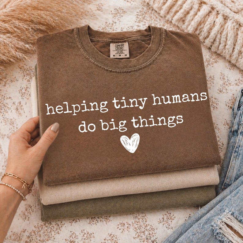 Helping Tiny Humans Do Big Things PNG, Teacher PNG, Preschool Teacher Shirt Design, Daycare Provider Gift, Trendy Teacher Quote PNG image 1