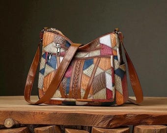 Women's Elegant Vintage Crossbody Bag | Retro Shoulder Bag | Fashion Handbag with Multi-pockets