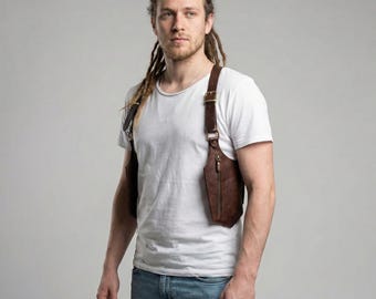 Medieval PU Leather Shoulder Holster Bag | Steampunk Pirate Harness Pouch | Festival Burning Man Hidden Bag | Retro Cosplay Accessory