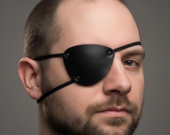 Benda sull'occhio in similpelle nera / Costume da pirata steampunk