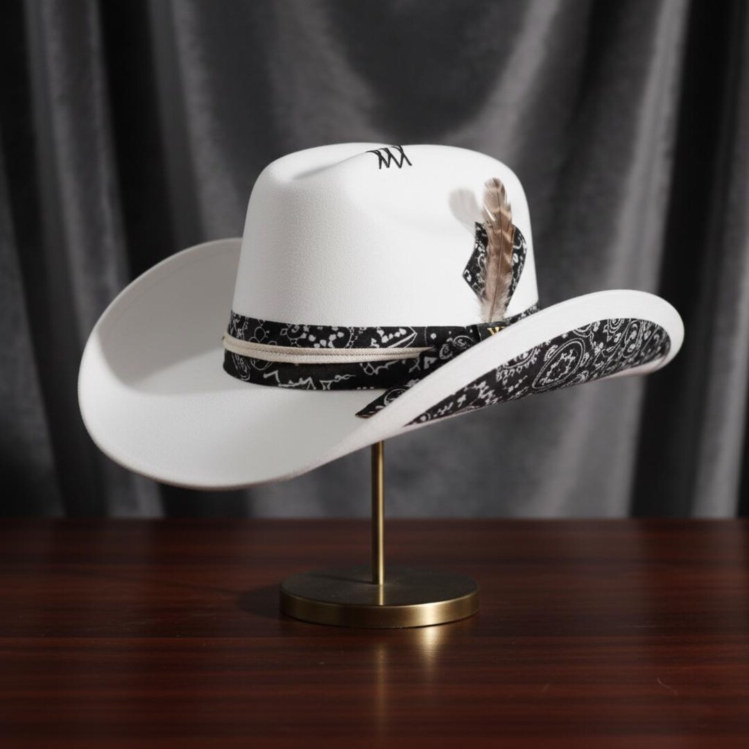 Vintage Cowboy Hat With Floral Embroidery | Western Wide  display picture 2