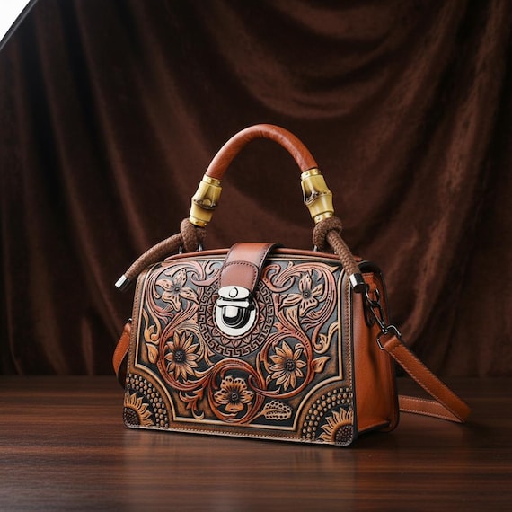 Vintage Embossed Leather Shoulder Bag | Handmade PU Crossbody Purse | Large Capacity Women's Handbag