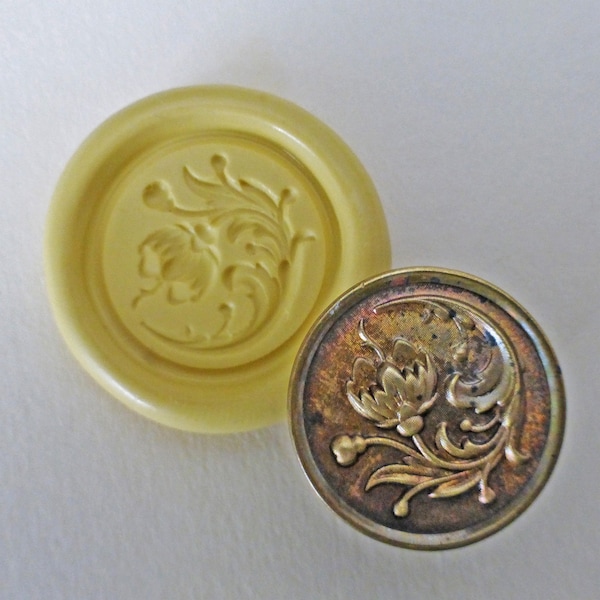Antique button mold- Flower, Floral, flexible silicone push mold, PMC, Art Clay Silver, fimo, Sculpey, jewelry mold Z14