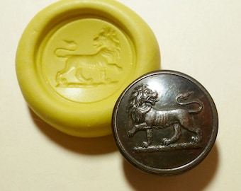 Antike Knopf Form - Löwe, flexible Silikon Push-Form, PMC, Art Clay Silber, Fimo, Sculpey, Schmuck Form Q19