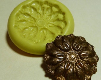 Antique button mold- flexible silicone push mold, PMC, Art Clay Silver, fimo, Sculpey, jewelry mold S1