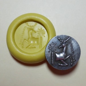 Silicone mold, Stag, Ancient Greek Ionia coin replica, flexible silicone push mold, PMC, resin, fimo, Sculpey, jewelry mold V15