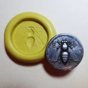 Silicone mold, Bee, Ancient Greek Ionia coin replica, flexible silicone push mold, PMC, resin, fimo, Sculpey, jewelry mold V16