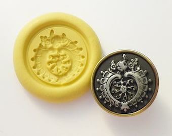 Antik-Taste Form-Blumen, Herzen, flexible Silikon-Push mold, PMC, Art Clay Silver, Fimo, Sculpey, Harz, Keramik, Schmuckform V7
