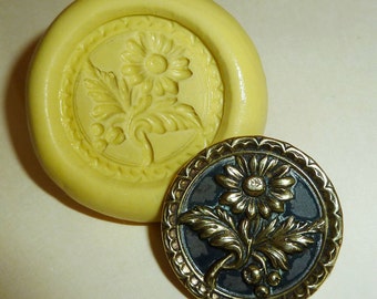 Antike Knopf Form-Blume, Blumen, flexible Silikon Push-Form, PMC, Art Clay Silber, Fimo, Sculpey, Schmuck form T12