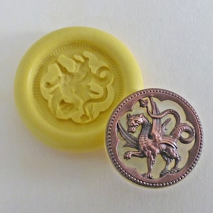 Vintage stamping mold- Dragon stamping, flexible silicone push mold, PMC, Art Clay Silver, Sculpey, jewelry mold F6