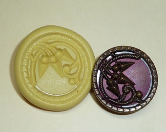 Antique button mold- flexible silicone push mold, PMC, Art Clay Silver, fimo, Sculpey, jewelry mold A12