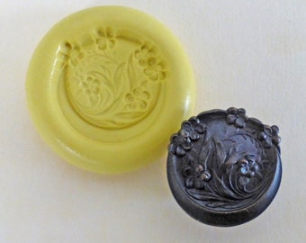 Vintage Stamping mold- Floral, Flowers, flexible silicone push mold, PMC, Art Clay Silver, Sculpey, jewelry mold Z7
