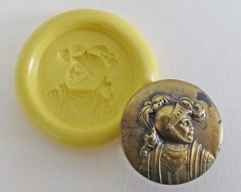 Antike Knopfform- flexible Silikon Druckform, Knight, PMC, Art Clay Silber, Fimo, Sculpey, Schmuckform M19