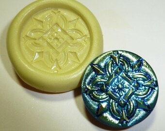 Antique button mold- flexible silicone push mold, PMC, Art Clay Silver, fimo, Sculpey, jewelry mold N4