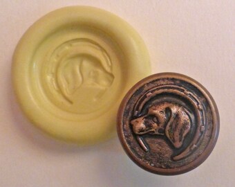 Antike Knopf Form - Hund, Hufeisen, flexible Silikon Push-Form, PMC, Art Clay Silber, Fimo, Sculpey, Harz, Keramik, Schmuck form M5