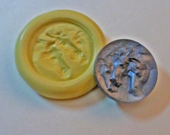 Vintage casting mold- flexible silicone push mold, Horses, Horse Heads, PMC, Art Clay Silver, fimo, Sculpey, jewelry mold G5