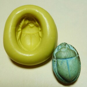 Antique button mold-Scarab,  flexible silicone push mold, PMC, Art Clay Silver, fimo, Sculpey, jewelry mold D11