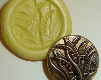Antique button mold-Lily of the valley, flowers, floral, flexible silicone push mold, PMC, Art Clay Silver, fimo, Sculpey, jewelry mold T16