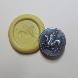Silicone mold, Pegasus, Ancient Greek coin replica, flexible silicone push mold, PMC, Art Clay Silver, fimo, Sculpey, jewelry mold G2