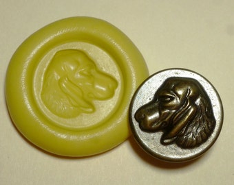 Antique button mold- flexible silicone push mold, Dog, PMC, Art Clay Silver, fimo, Sculpey, jewelry mold B13