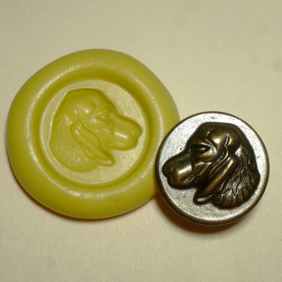 Antique button mold- flexible silicone push mold, Dog, PMC, Art Clay Silver, fimo, Sculpey, jewelry mold B13