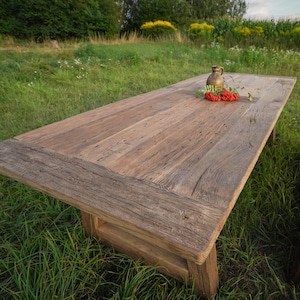 Reclaimed Oak Dining Table: Handmade Rustic Farmhouse Furniture