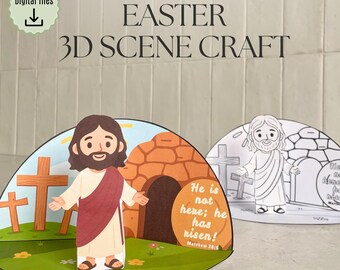 Easter story scene craft, Coloring paper for kids, Bible Printable Activity, Sunday School, Homeschool, Christian Preschool, Holy Week DIY