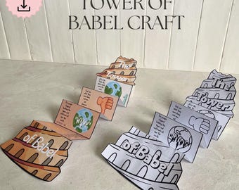 The Tower of Babel folding surprise craft, Tower of Babel story, Bible Printable Activity, Sunday School, VBS, Homeschool, Christian kids