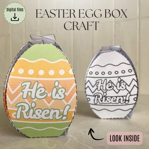 Easter egg box craft, Holy week story for kids, Bible Printable Activity, Sunday School, Homeschool, He is risen, Christian children