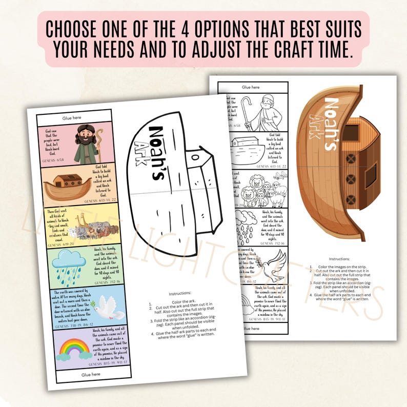 Noah's Ark Folding Surprise Craft, Noah Story for Kids, Bible Printable ...
