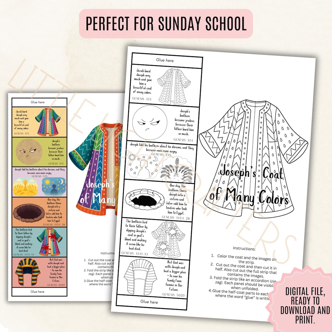 Joseph’s Coat of Many Colors Folding Surprise Craft, Joseph Story for ...