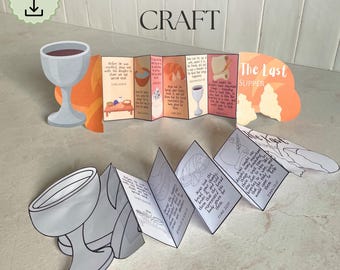 Artisanat surprise pliant La Cène, Histoire de la semaine sainte pour les enfants, Activité biblique à imprimer, École du dimanche, VBS, École à la maison, Fourniture chrétienne