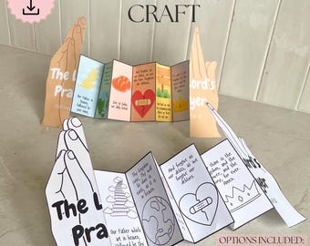 La preghiera del Signore: lavoretto a sorpresa pieghevole, storia della chiesa per bambini, attività stampabile sulla Bibbia, scuola domenicale, scuola biblica estiva, istruzione parentale, preghiera cristiana