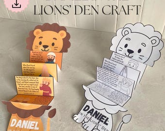 Manualidad de sorpresa plegable de Daniel en el foso de los leones, historia de Daniel para niños, actividad bíblica imprimible, escuela dominical, EBV, educación en el hogar, cristiano