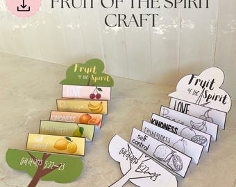 Fruit of the Spirit vouwbaar verrassingsvaartuig, Galaten 5:22-23 voor kinderen, afdrukbare bijbelactiviteit, zondagsschool, VBS, christelijke thuisschool